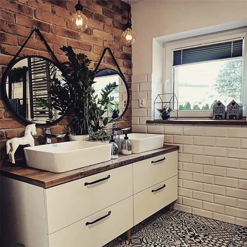 تصميم عصري فاخر. مجموعة خزائن الحمام ذات الحوض المزدوج المعاصرة #4