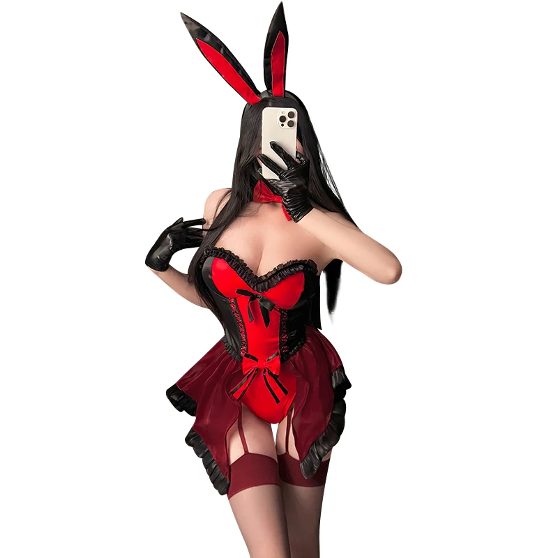 

Anime Sexy Bunny Girl Cosplay Costumes Halloween Party Suit PU Leather Sexy Bodysuit Erotic Roleplay Women Sexy Lingerie New