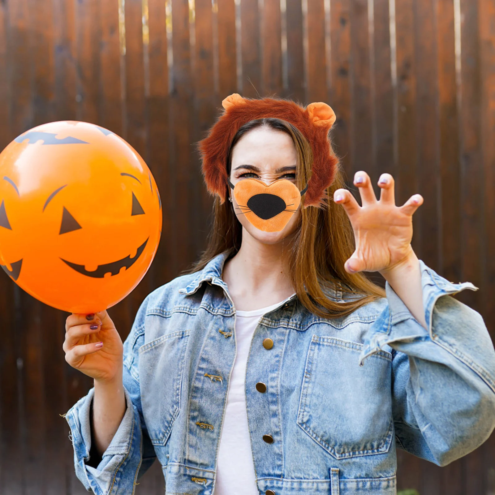 

1Set Halloween Lion Dress Up Set Animal Costume Tail Headband Jungle Themed Party Outfit Lion Animal Dress Up Costume