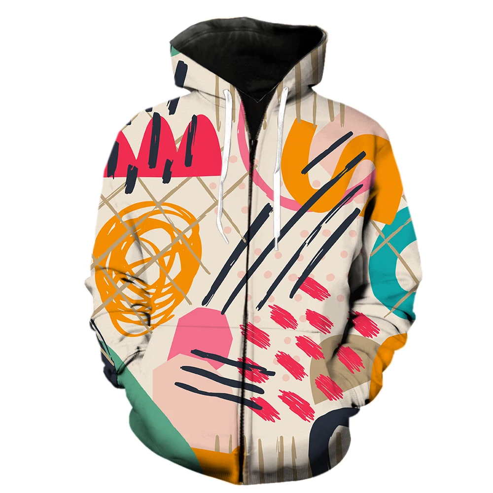 

Abstract Art Graffiti Men's Zipper Hoodie Teens Streetwear Fashion Long Sleeve Sweatshirts Oversized Tops Casual 2022 Hot Sale