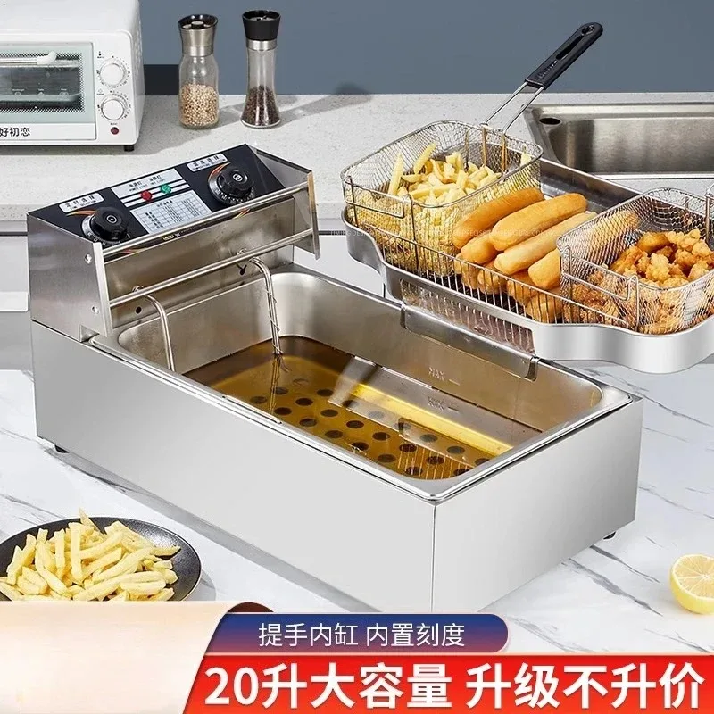 220V Single Tank Electric Deep Fryer Commercial Large Capacity for Fried Sticks Donuts Fries