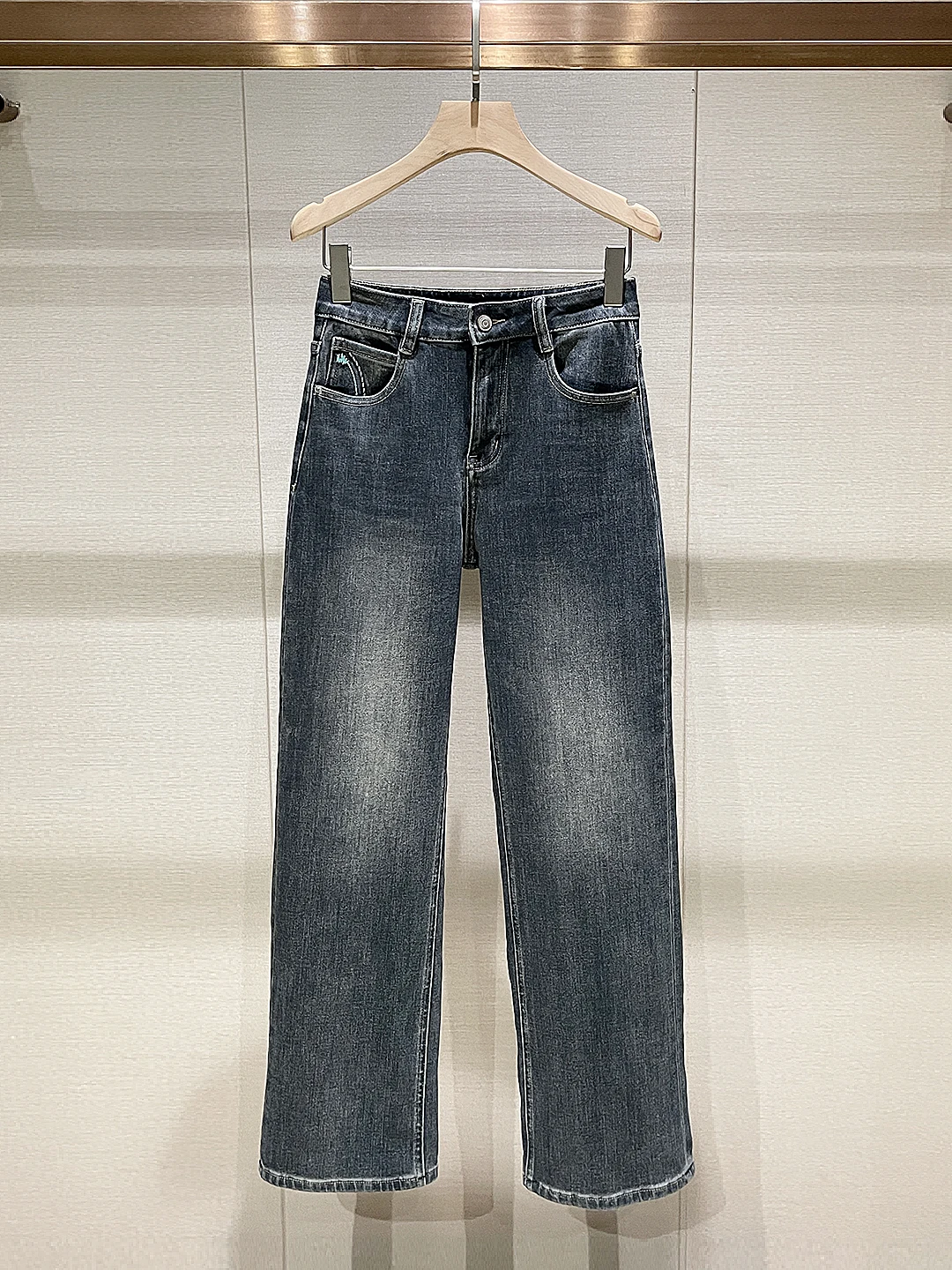 

Ele Fce Lined High Waist Straight Leg Jeans Slimming Casual Trousers for Women Winter Season American Retro Sle