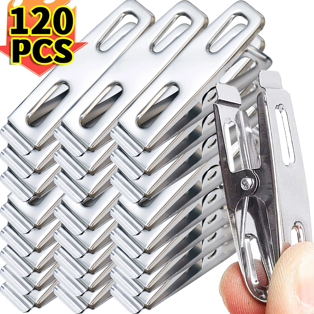 

Stainless Steel Clothes Clips Heavy Duty Laundry Pegs Metal Non-slip Hanging Clothes Pin Windproof Flat Clamps Towel Sock Hanger