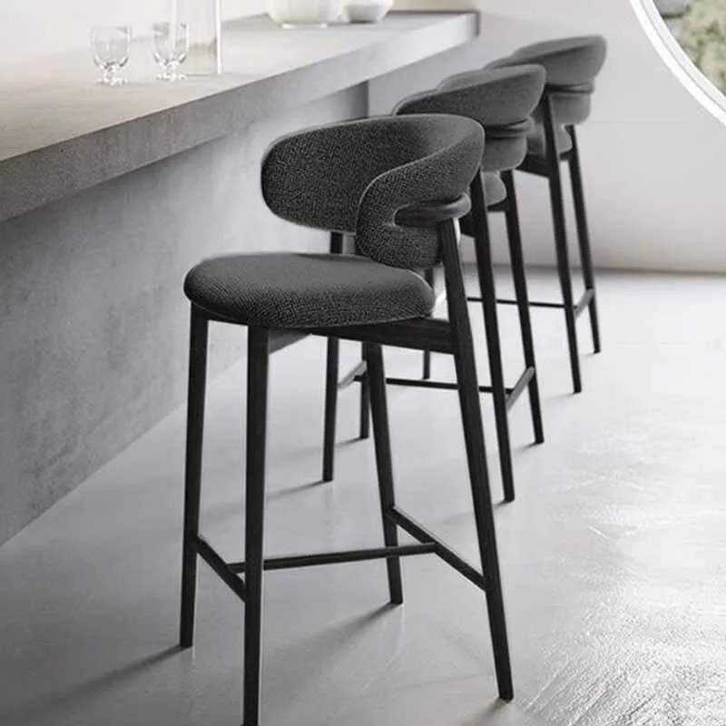 High Reception Modern Bar Stools Kitchen Designer Leather Barber Relaxing Bar Chair Library Backrest Taburete Alto Furniture