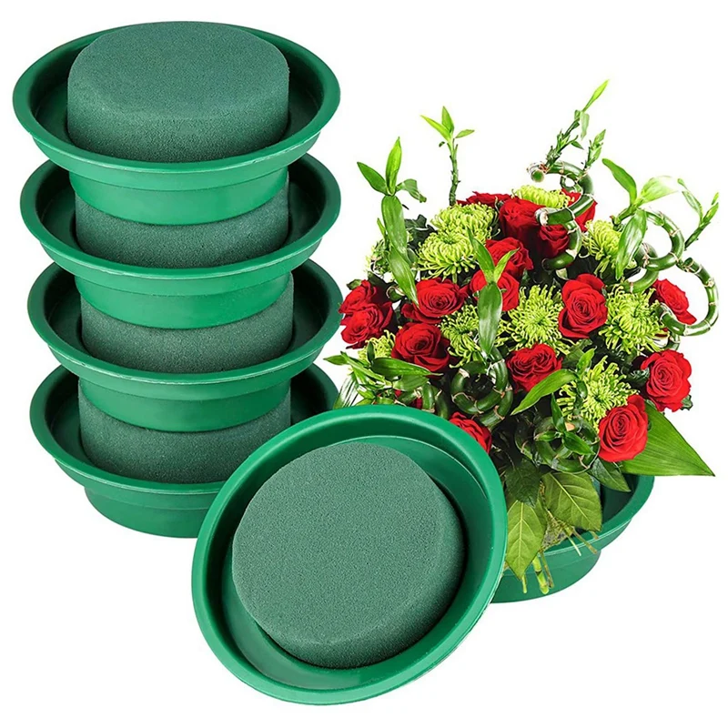 32 Packs Floral Foam Rounds In Bowls DIY Flower Arrangement Kit Green Round Wet Flower Foam Blocks For Artificial Flower