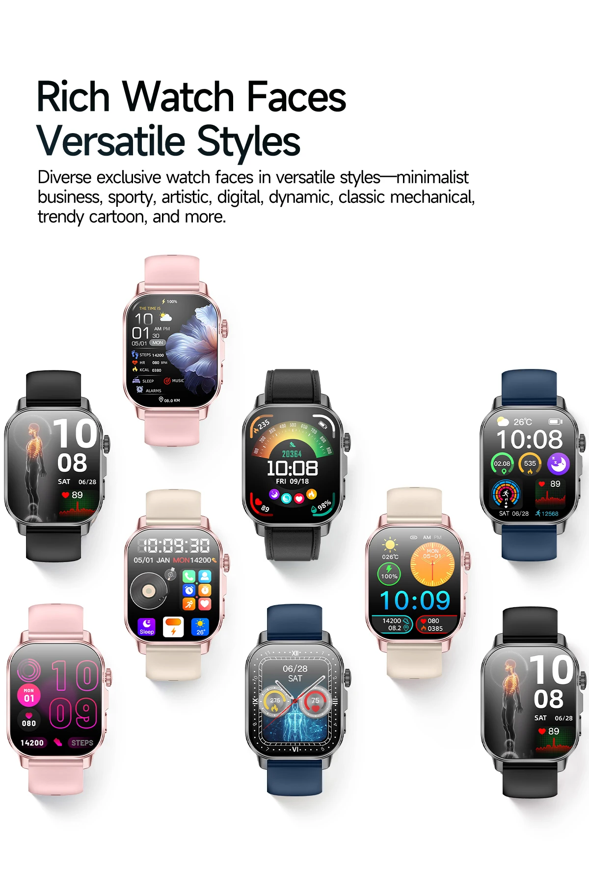 Neue Professionelle Gesundheits-Smartwatch Blutdruckmessung 2,01" AMOLED-Bildschirm Harnsäure Blutfette Taschenlampe Pflege-Smartwatch für Frauen – Detail 28