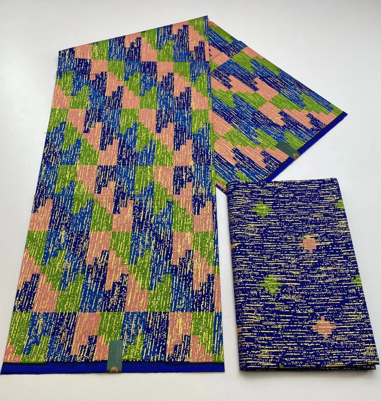 Wax Fabric African Fabric Wholesale 6 Yards Kente Gold Wax Prints 100% Cotton Cloth For Dress Sewing