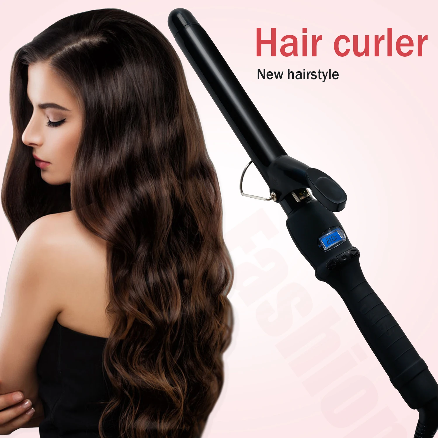 1 Inch Hair Curling Iron 25mm Professional Hair Curling Tourmaline Coating Barrel Hair Curler, LCD Display with 9 Heat Setting