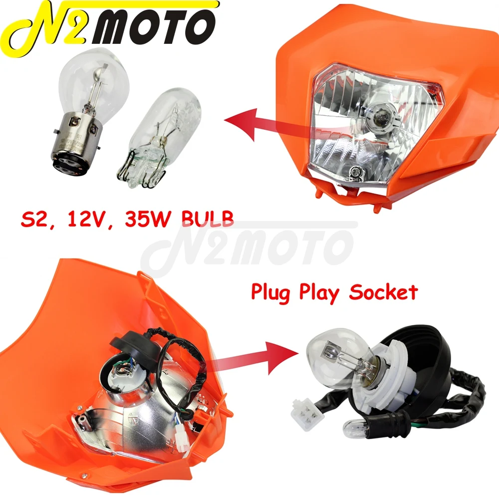 Motocross White Dirt Bike Enduro Headlight MX Racing Front Lamp Light Mask For KTM EXC SX-F XC-W FE TE SX 125 350 450 85 250