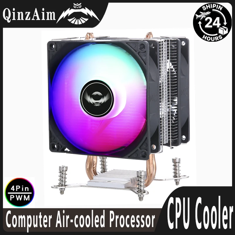 QiuzAim xeon x79 x99 Heatsink Cooling Fan 90mm 2 Heat Pipe CPU Cooler Processor Air-cooled install LGA2011 2066 115x 1200 1700