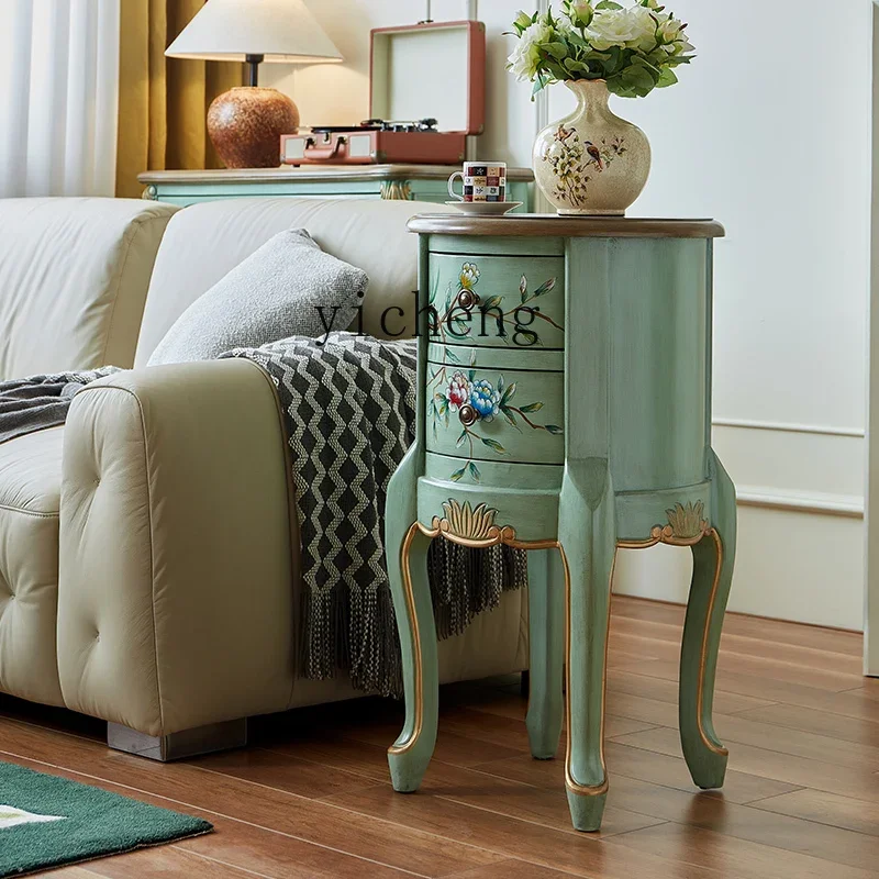 

XL .painted retro side table living room home sofa side cabinet small coffee table corner table