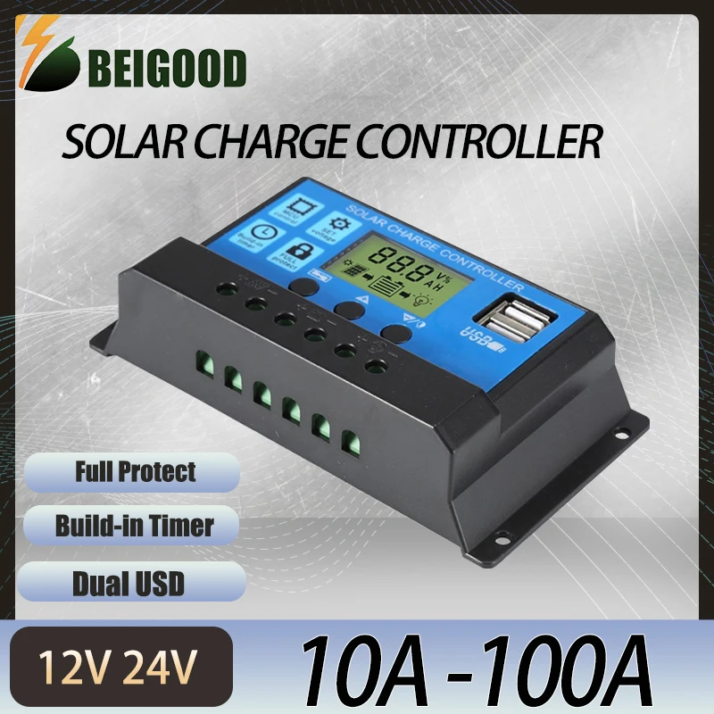 12V 24V Auto Solar Charge Controller 10A/20A/30A/40A/50A/60A MPPT Smart PV Regulator For LiFePO4 Lithium GEL Lead Acid Batteries