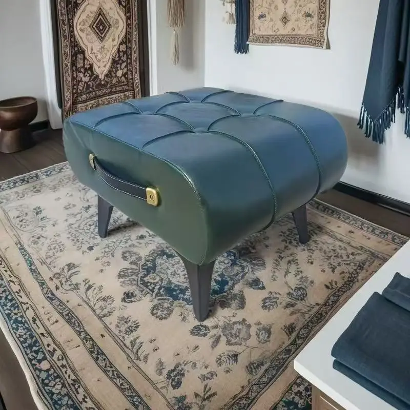 

Home door solid wood stool, soft bag, internet famous foot pedal, light luxury coffee table, low stool, sofa