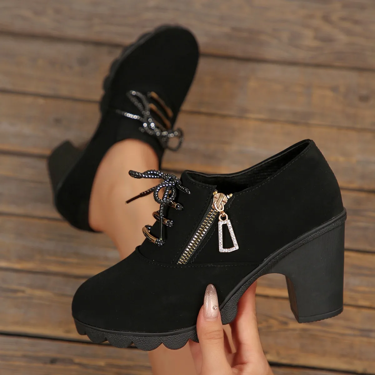 New Spring Winter Fashionable Versatile Women Boots Lace-up Fashionable Versatile Ladies Shoes Comfortable High Heels Boots