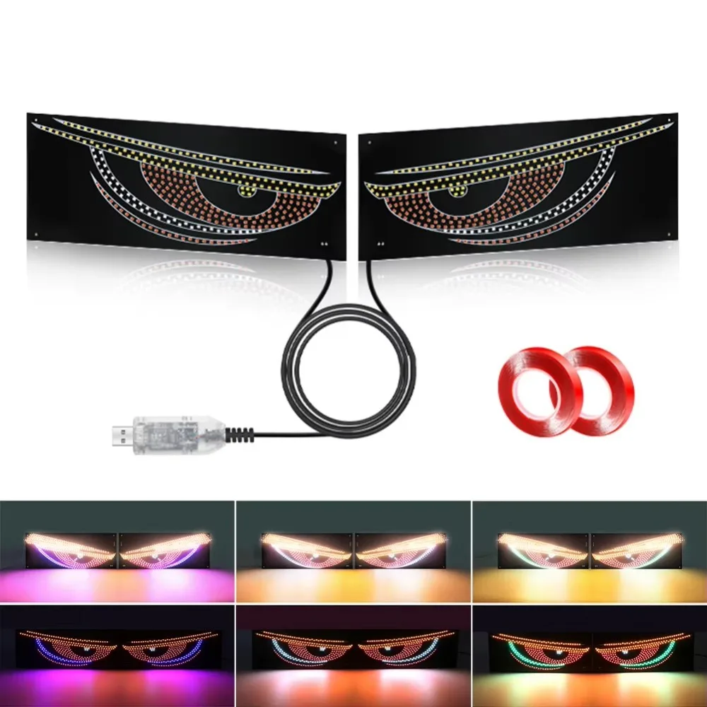 

Creative RGB Dynamic Truck Devil Eyes Light Multi-Mode LED Display LED Windshield Display USB 5V Demon Eye Light Car Decor
