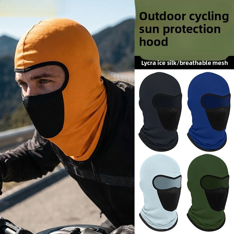 Motorcycle Riding Head Cover Quick Dry Mesh Breathable Ice Silk Full Face Neck Sun Protection Mask for Outdoor Activities