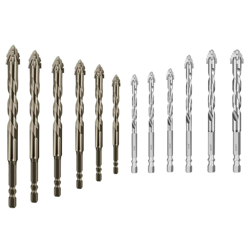 

6PCS 4-Blade Saw Tooth Eccentric Drill Bit Tungsten Carbide Masonry Drill Bit Set For Glass Tile Concrete 4-12MM Drilling Tools
