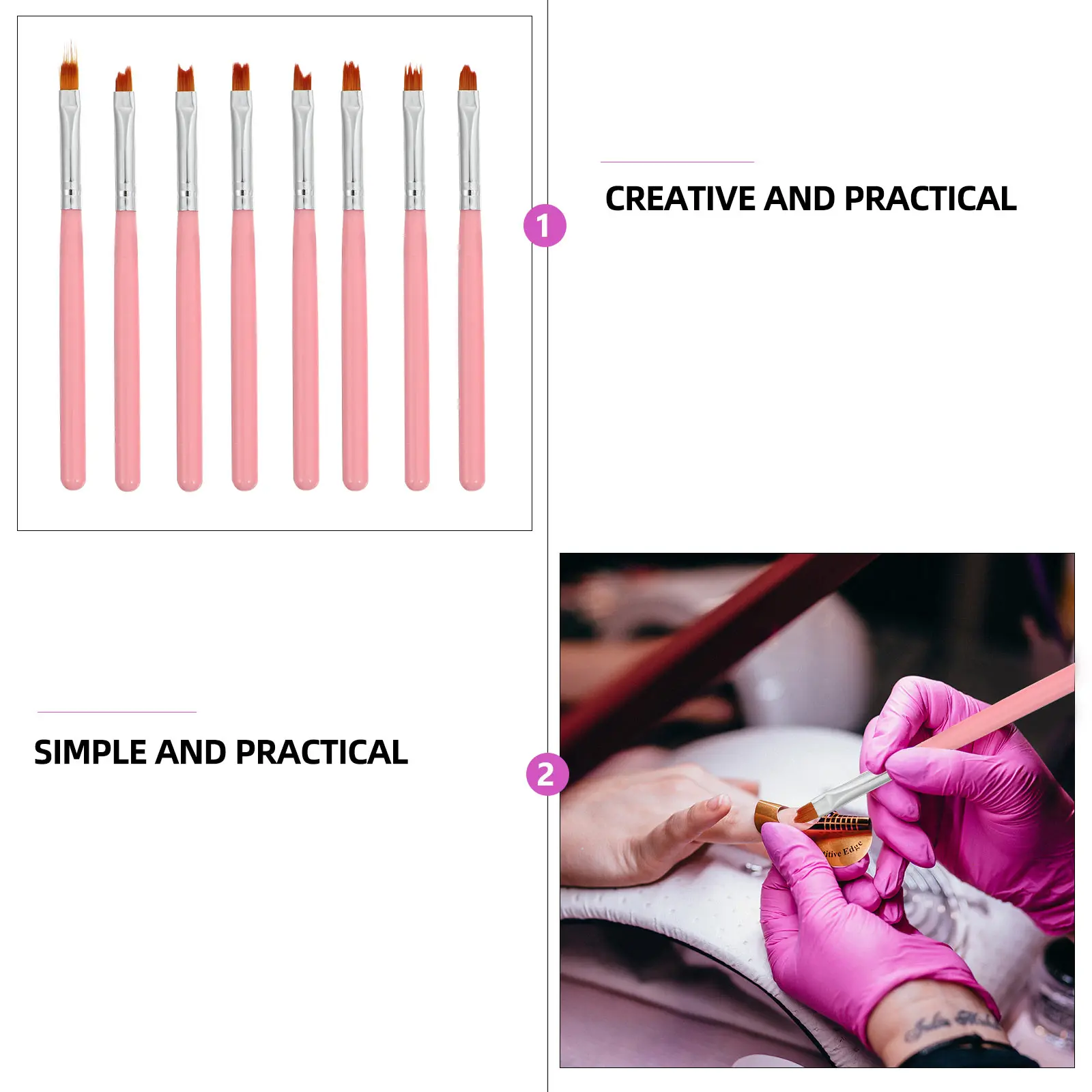 

8pcs Art Brushes Manicure Pen Set Long Handle Sturdy Nylon Material French Tips Patterns Manicure Pen DIY Tool Gifts
