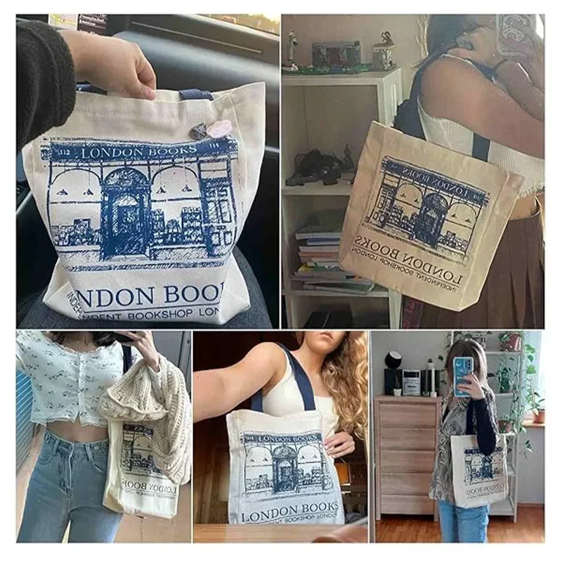 I-DR4 tote bag in tela per borsa da donna estetica con cerniera cute small book tote Shopping Gift bag per la festa degli insegnanti di compleanno