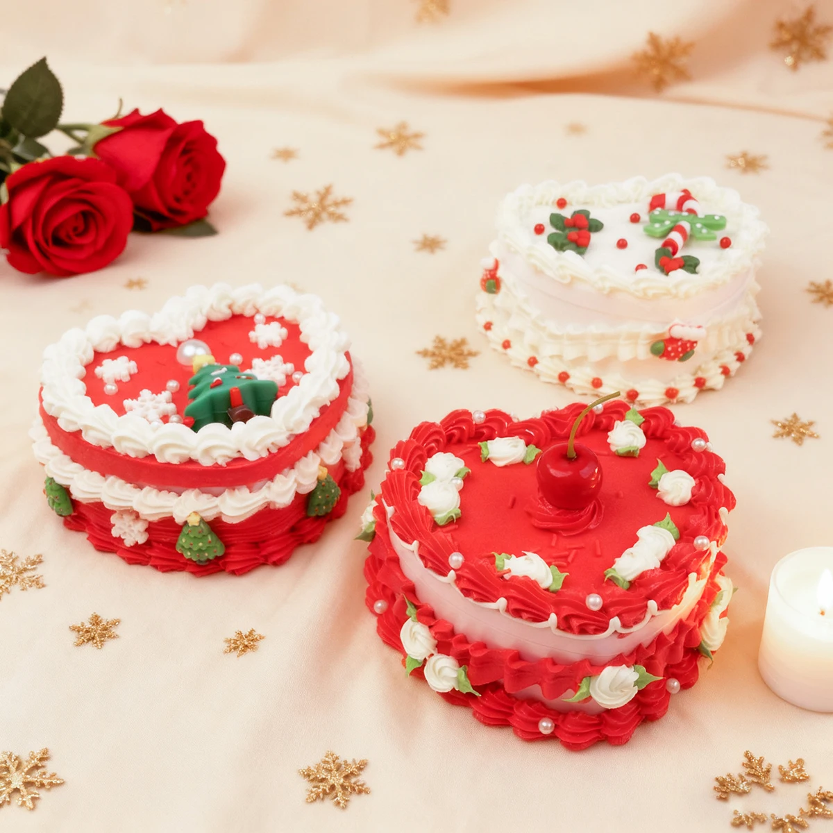 16cm PVC Cake Jewelry Box, Fake Desset Storage for Rings, Secret Treasure Chest, Creative Gift for Girls, Surprise Present