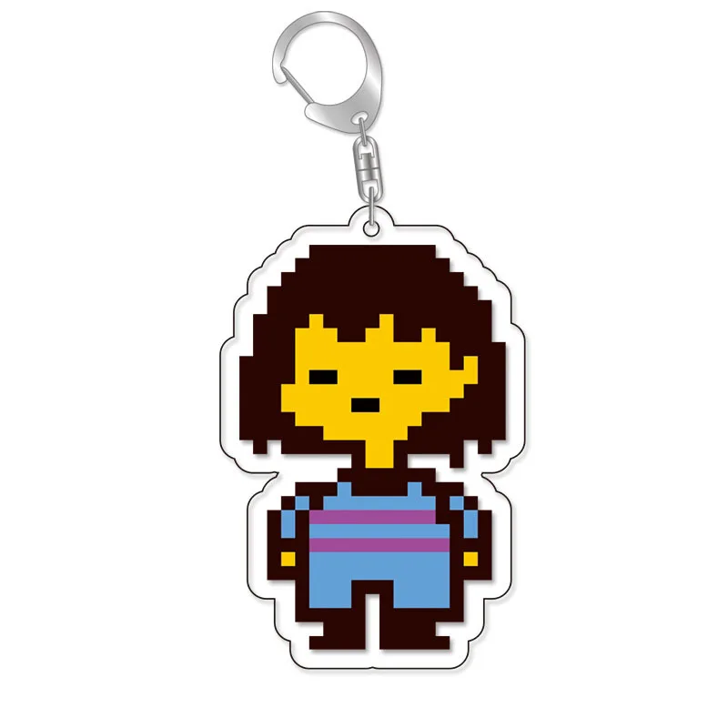 Game Undertale Pixel Keychain Cosplay Sans Flowey Papyrus Asriel Pendant Car Key Ring Bag Accessories Cartoon Christmas Gifts