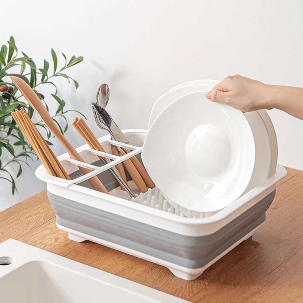 Foldable Dish Rack Dish Tableware Plate Drying Rack Storage Organizer Basket Space Saving Dish Bowl Tray Kitchen Accessories