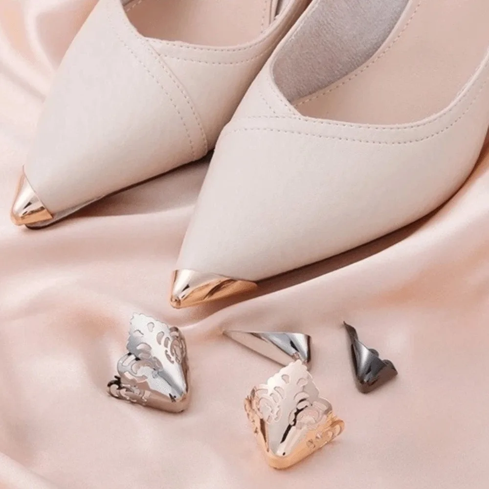 1 Pair Alloy Metal High Heels Tip Covers Anti Kick Shoe Repair Shoe Toe Protectors Scratch Resistant Shoe Pointed Protector