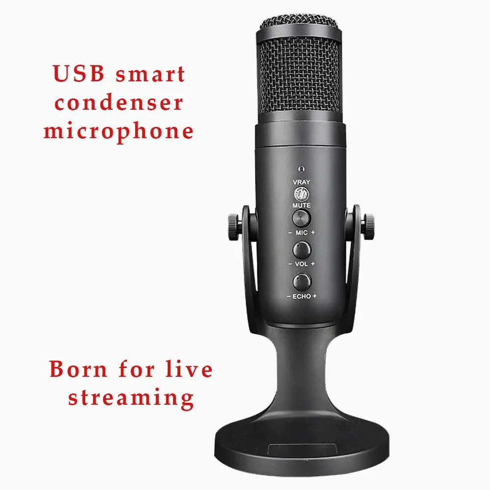 Condenser Microphone Professional USB Mic for iPhone Android laptop Computers with Earphone jack for Gaming Streaming Video