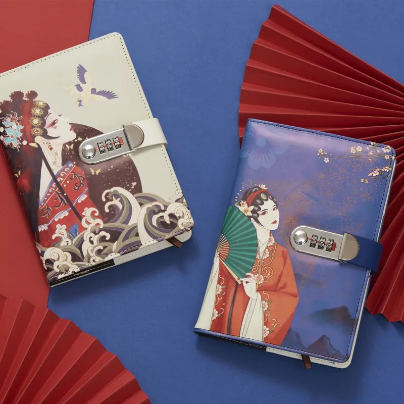 1pc Chinese style code book with lock  Girl hand ledger  Personalized Notepad  Handbook