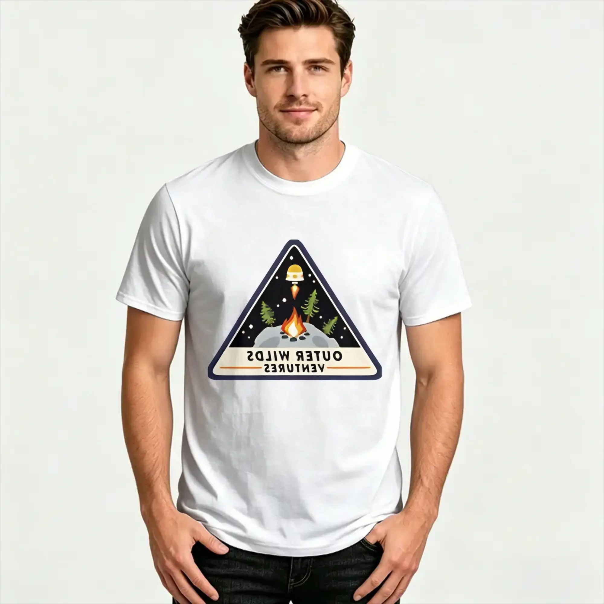 Outer Wilds Ventures 100% Cotton T Shirt For Man Summer  Y2K Retro T-Shirts O Neck Hippie Tee Shirt Oversized Casual Clothing