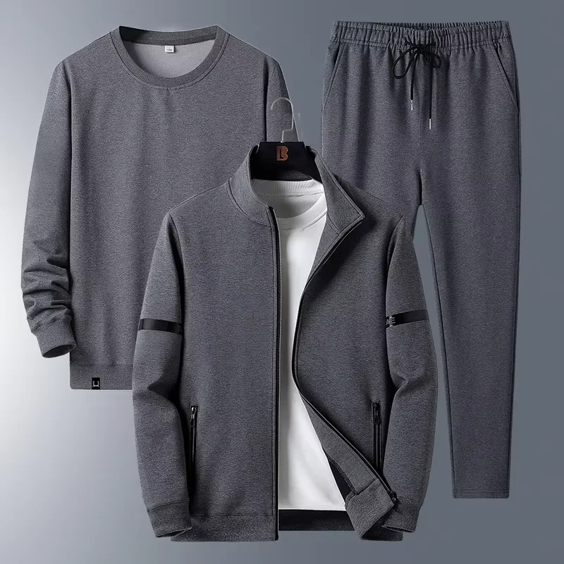 

3Pcs Male Tracksuit Jacket Set Outdoor Fashion Trend Coat Long sleeved Shirt Trousers Clothing Casual Comfort Jogging Suit