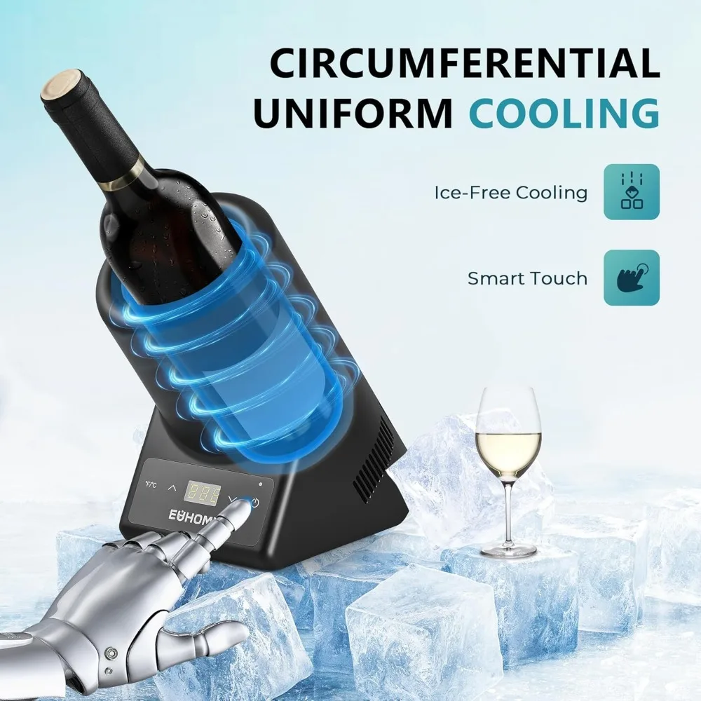 Portable Wine Bottle Chiller for 750ml Wine & Champagne, Single Bottle Wine Cooler on Patio, Keep Cold Up to 1 Day