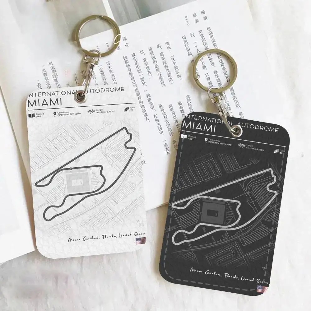 2025 F-F Black Track Circuit Decor Access Card Case Holder Keychain Key Ring Door Access Tags ID Card Case Keychain