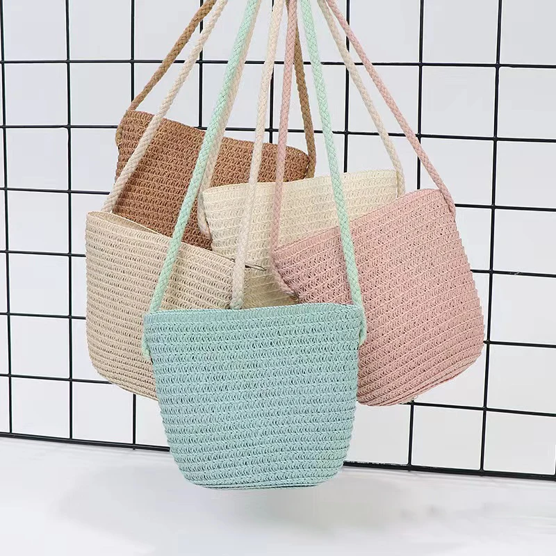 Handmade Straw Bag Women Woven Beach Crossbody Bag Ladies Shoulder Rattan Handmade Knitted Candy Color Small Handbag Bolsa