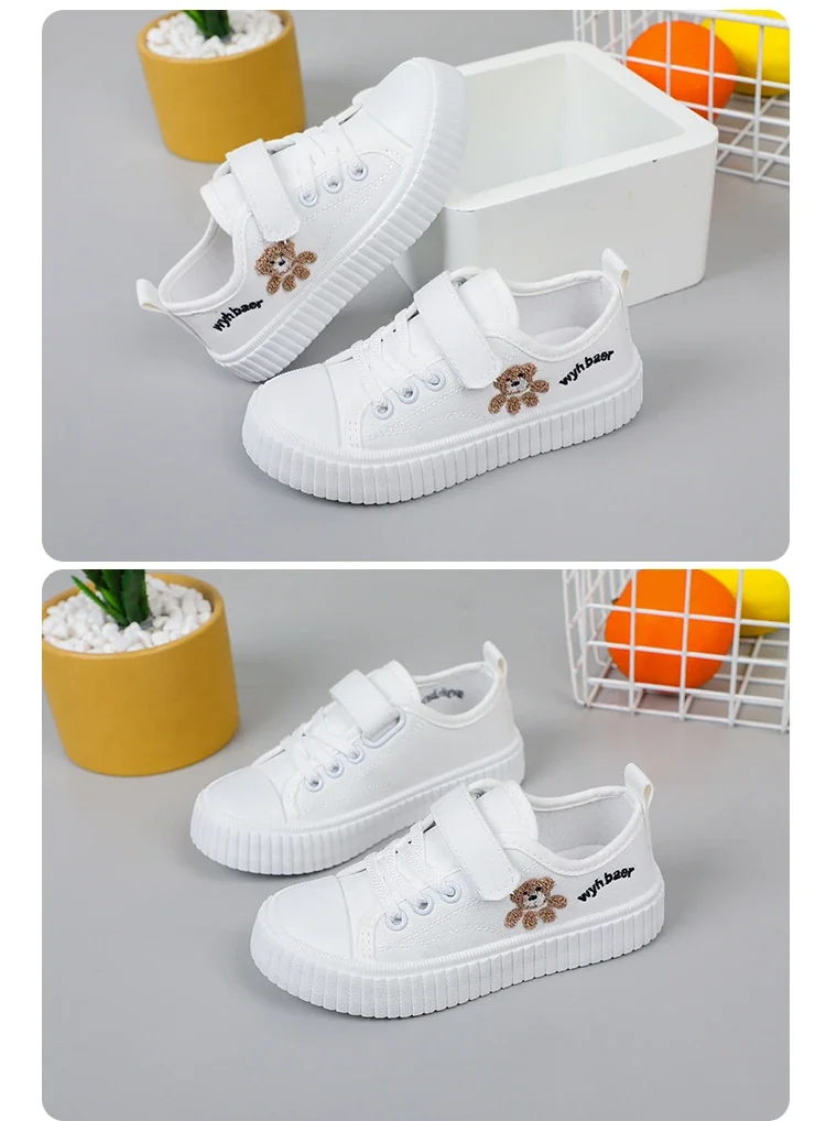 Kinder Segeltuchschuhe Frühling Herbst Weiße Stickerei Cartoon Jungen und Mädchen Einzelschuhe Rosa Weiche rutschfeste Kinder Freizeitschuhe – Detail 19