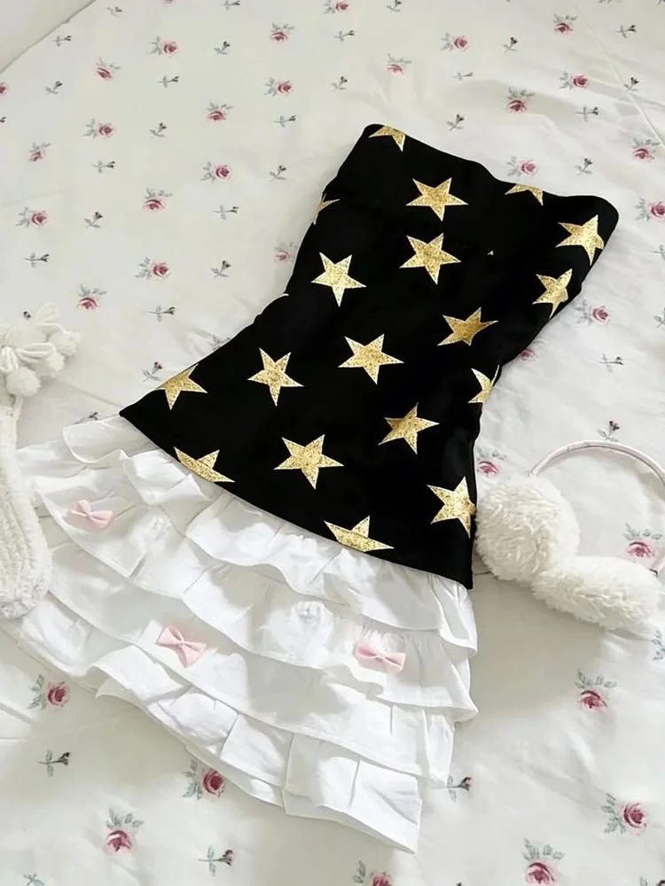 

Модный женский топ-бюстье с принтом Sweet Sle Star, летний, утягивающий, премиум-класса, маленький размер, в японском стиле