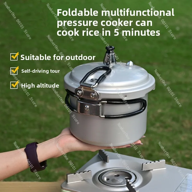 Foldable Portable Mini Camping Pressure Cooker High Altitude 1-2 People Outdoor Travel Cooking Pot