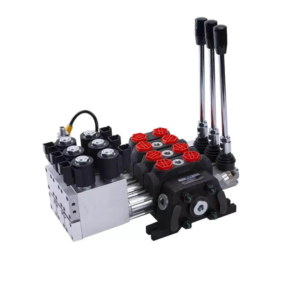 15.8 GPM, 3 Spool, 5076 Max PSI, 12V/24V DC Hydraulic Monoblock Solenoid Directional Control Valve