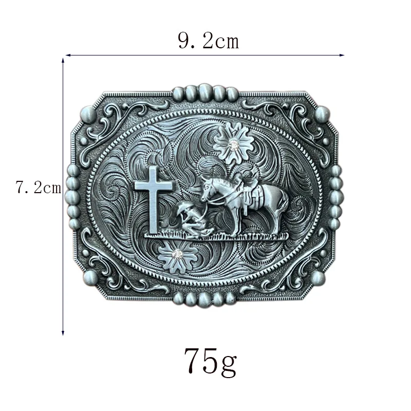 Gesper Sabuk Salib Doa Koboi Barat dari Paduan Seng - Aksesori Modis untuk Pria