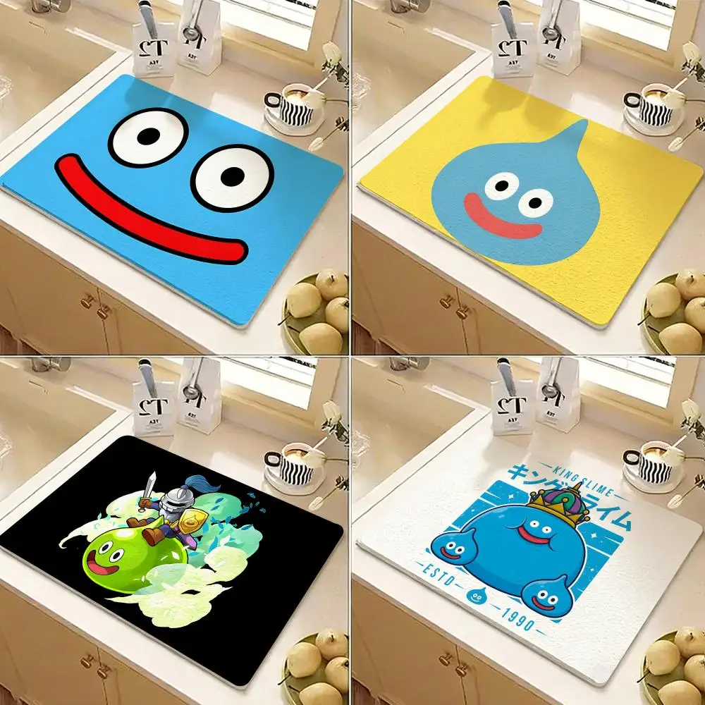 Alfombrilla de Baño y Cocina Antideslizante de Diatomita de Secado Rápido y Resistente a los Olores, Diseño Slime Morimori Dragon Quest