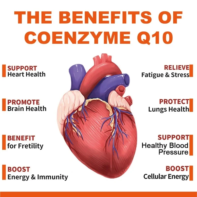 Coenzima Q10 400mg, absorción 3x, Soluble en agua y Liposoluble, suplemento Natural de coenzima Q10, soporte para la salud del corazón