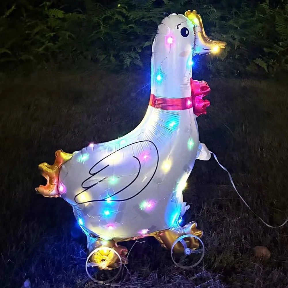 

Gift With Light Cartoon Animal Balloon With Wheels Square Shape Walking Balloon Q Version Small Size 3D Balloon Party Supplies