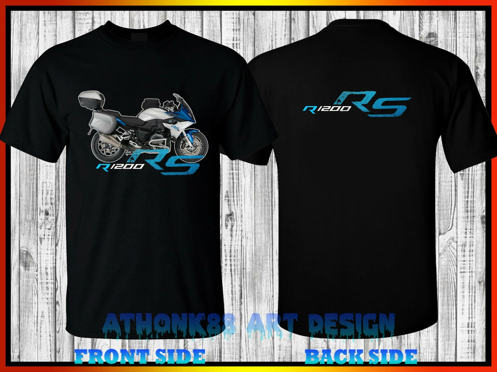 R 1200 RS T-SHIRT R1200RS BOXERMOTOR MOTORRAD SPORT FAN TEE SHIRT double side