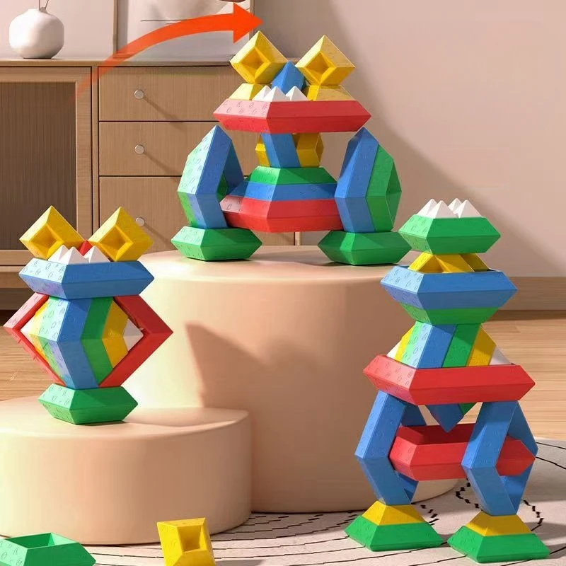 16/32/48PCS Pyramid  Building Blocks Assembly Puzzle Toys Intellectual Development Brain Teasers Stacker Toy Magic Tower