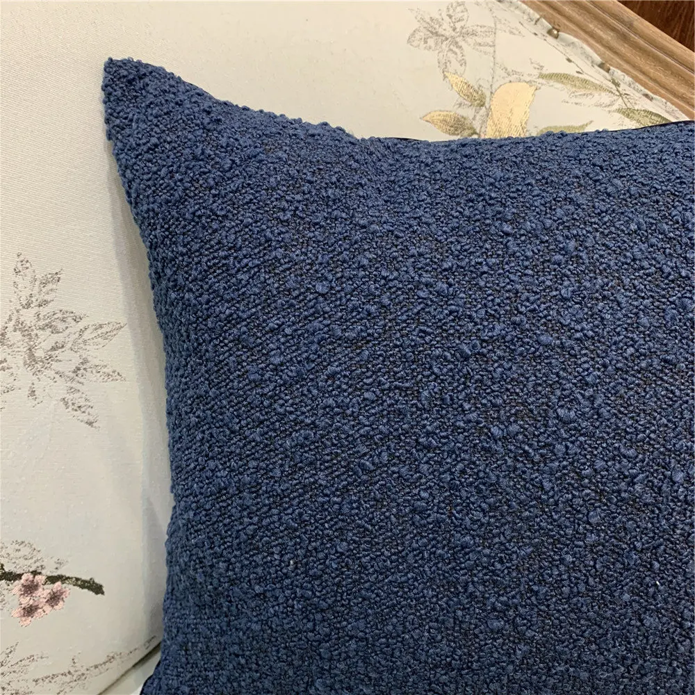 Contemporary Solid Woven Modern Home Heavy Decorative Pillow Case Sofa Chair Dark Blue Cushion Cover 45x45cm 1pc Set