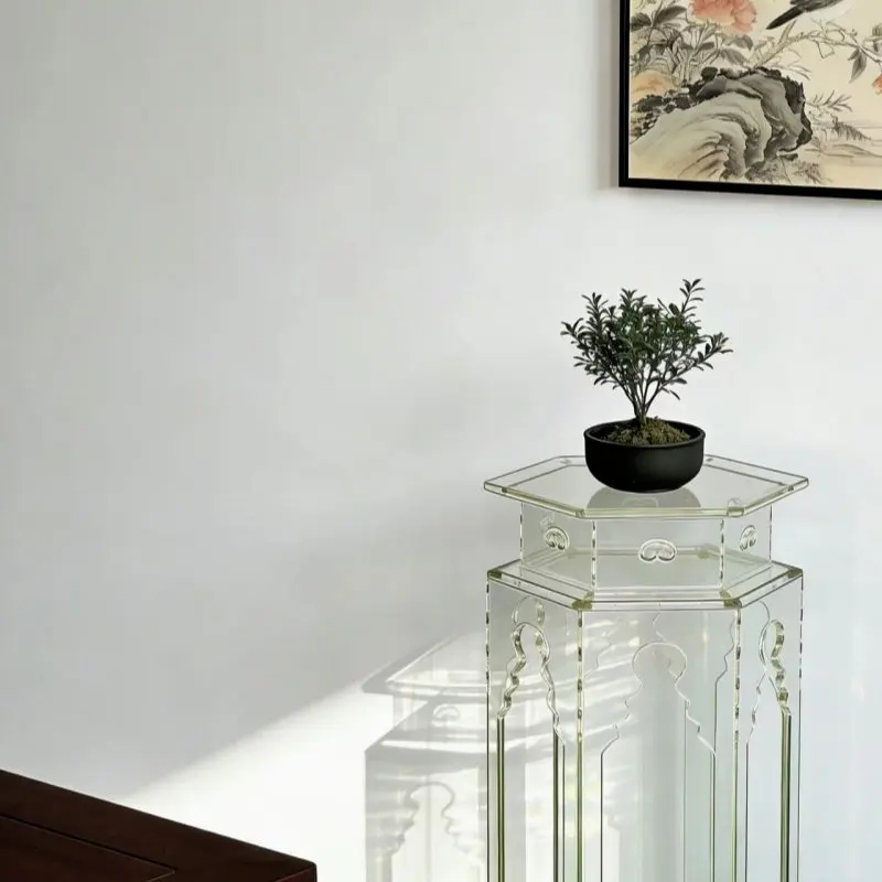 Acrylic gradual change new Chinese display stand retro flower stand living room study shelf