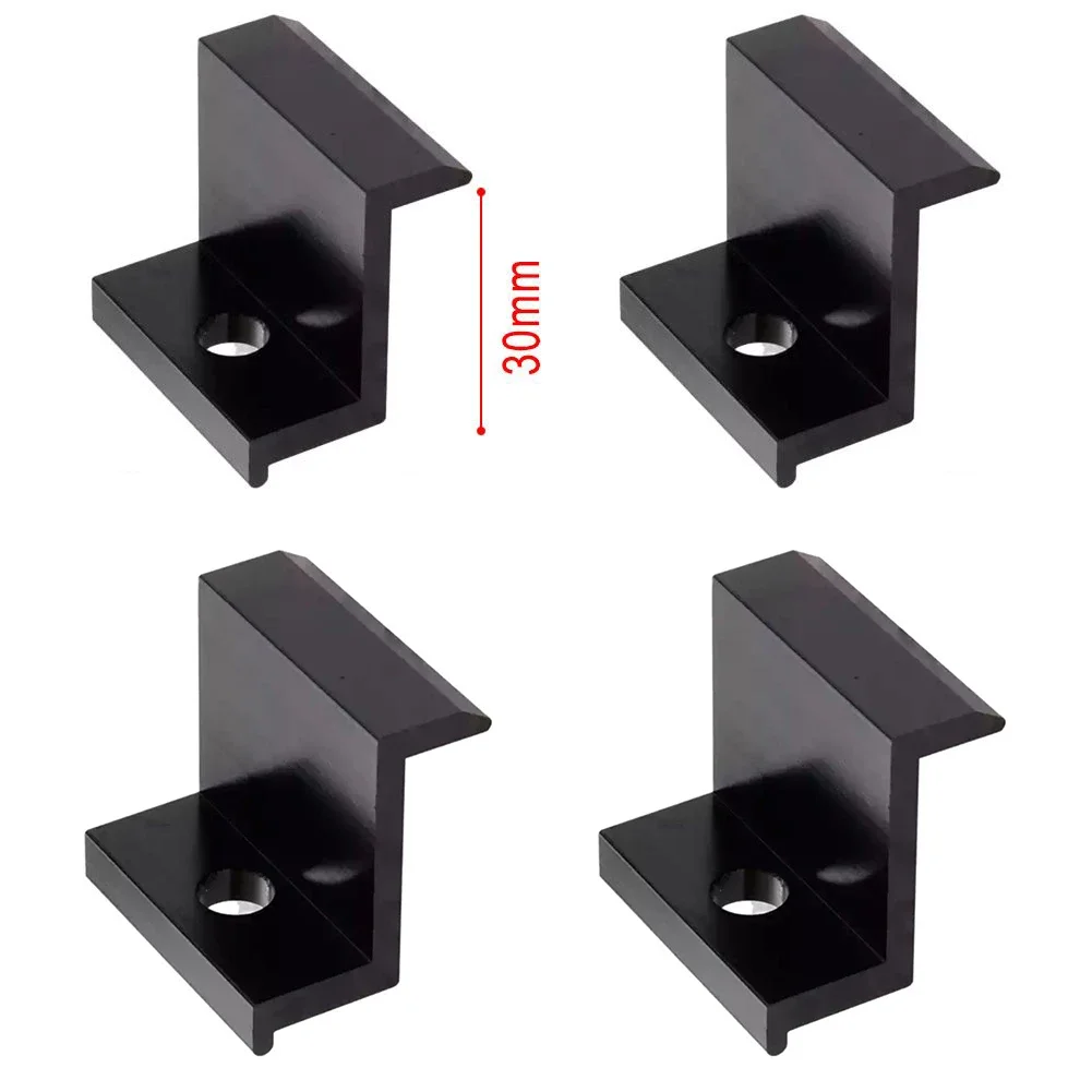 4Pcs PV Solar Panel Mount Brackect Kit PV End Clamp Aluminum Alloy Black 30mm 35mm End Clips Photovoltaic Accessories