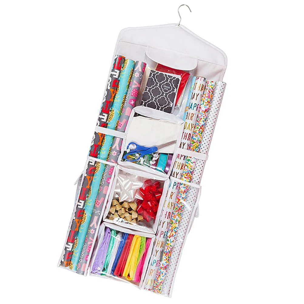 

Hanging Jewelry Organizer Gift Wraps Storage Bag Dual Purpose Transparent Compartments Waterproof Material Easy Access Clutter