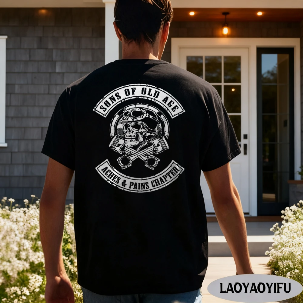 Sons of Old Age Aches and Pains Chapter (ON BACK) Unisex T-Shirt Cool Skul Tops Men Hip Hop Loose T Shirts O-neck Graphic Tops