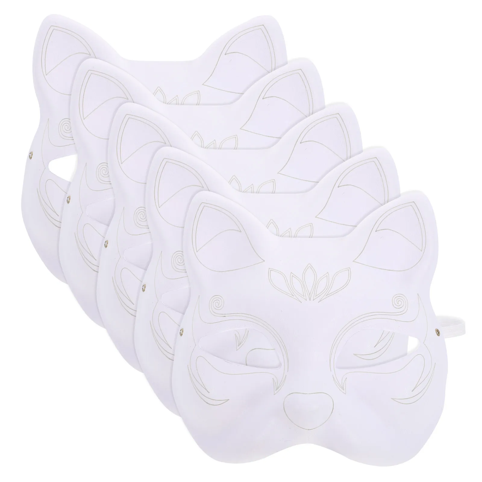 5 unidades de máscaras de papel blanco en blanco para personalizar, con forma de gato, ideales para fiestas de disfraces, Halloween, disfraces de cosplay y actividades de pintura.